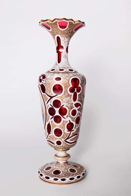 Pair of Bohemian Glass Vases of Beauties