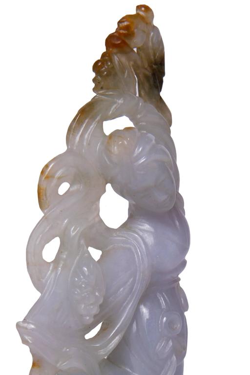 White Lavender Jade Carving of Guanyin