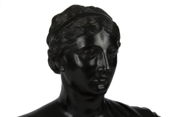 19th Century Patinated Bronze Portrait Bust of a Classical Woman