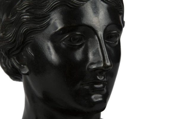 19th Century Patinated Bronze Portrait Bust of a Classical Woman