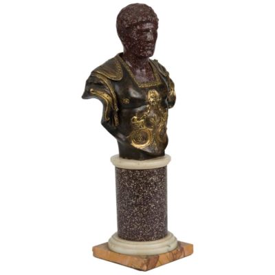 Carved Porphyry Bust of a Roman Emperor