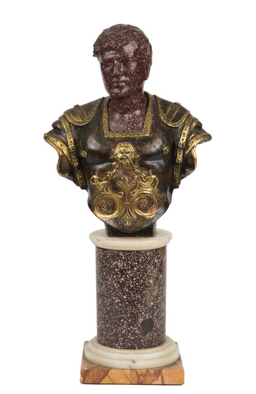 Carved Porphyry Bust of a Roman Emperor