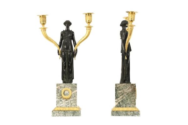 Pair of Early 19th Century Empire Gilt Bronze Candelabra