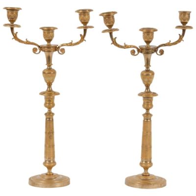 Pair of 19th Century French Gilt Bronze Candlesticks