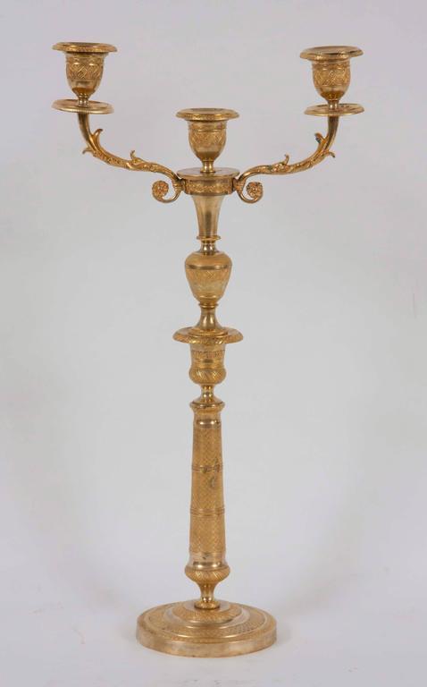 Pair of 19th Century French Gilt Bronze Candlesticks