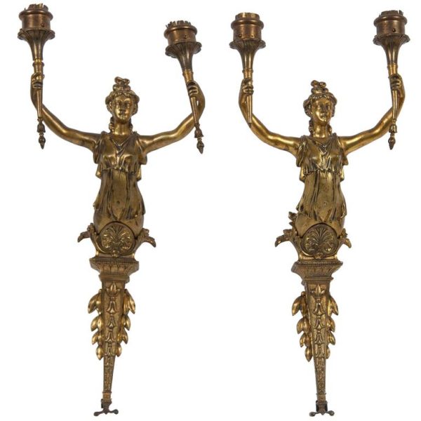 Pair of 19th Century Gilt Bronze Sconces