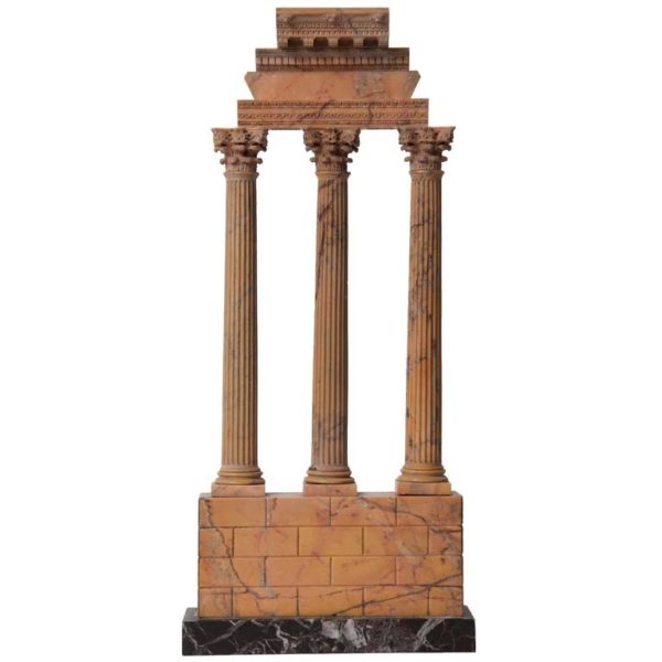 Italian Grand Tour Sienna Marble Model of the Temple of Castor and Pollux