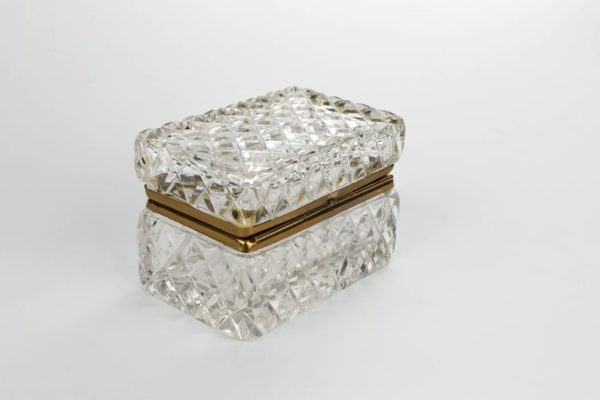 Cut Crystal and Bronze Jewelry Casket Box