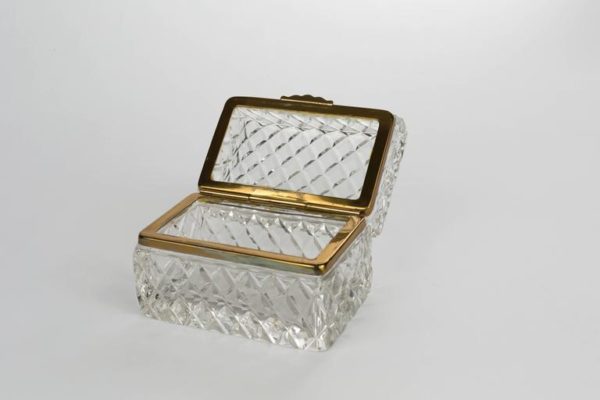 Cut Crystal and Bronze Jewelry Casket Box