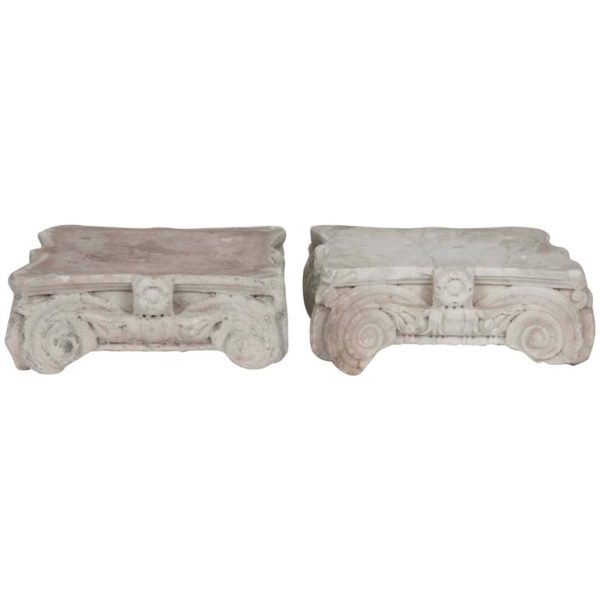 Pair of Italian White Marble Capital Fragments