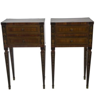 Pair of Louis XVI Style Marquetry Night Tables