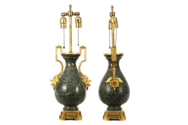 Pair of 19th Century Ormolu-Mounted Granite Vases