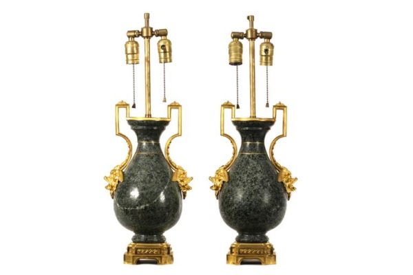 Pair of 19th Century Ormolu-Mounted Granite Vases