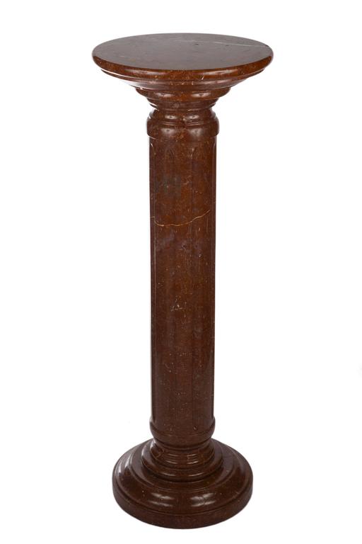20th Century Pair of Rouge Marble Pedestals