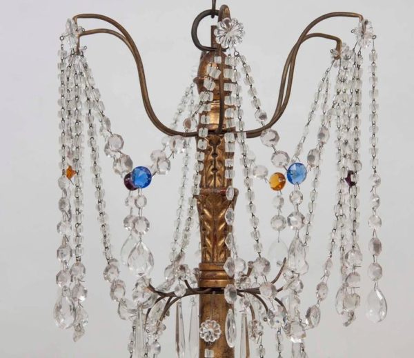 Italian Mid-18th Century Genovese Giltwood and Crystal Chandelier