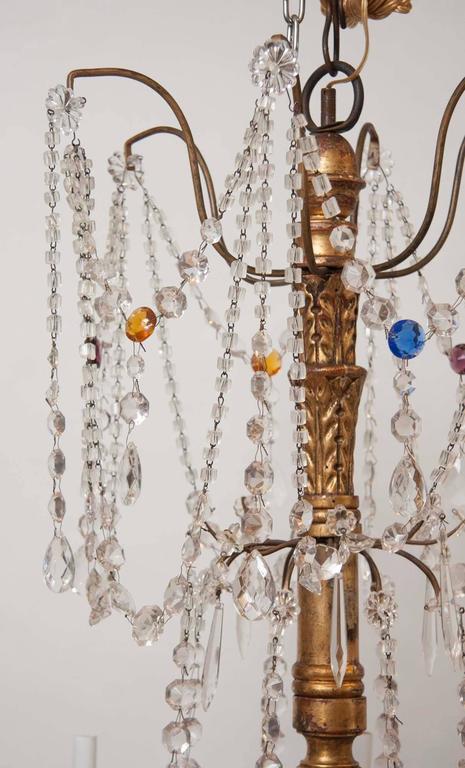 Italian Mid-18th Century Genovese Giltwood and Crystal Chandelier