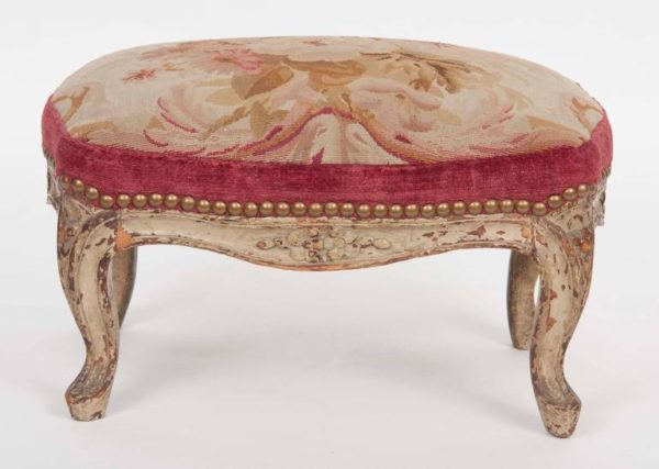 Pair of French 18th Century Aubusson Tapestry Footstools